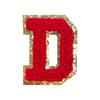 Red A-Z Chenille Embroidery Letter Patches, 5cm Self-Adhesive for DIY Clothing.