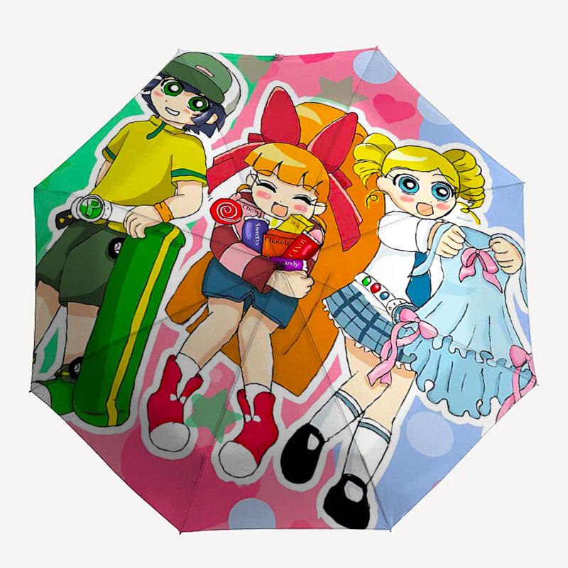 1pc Chibi Characters Automatic Opening/Closing Outdoor Umbrella with Convenient 3-Fold Design, 8-Bone Iron Frame - Perfect for Fans, Travelers, D