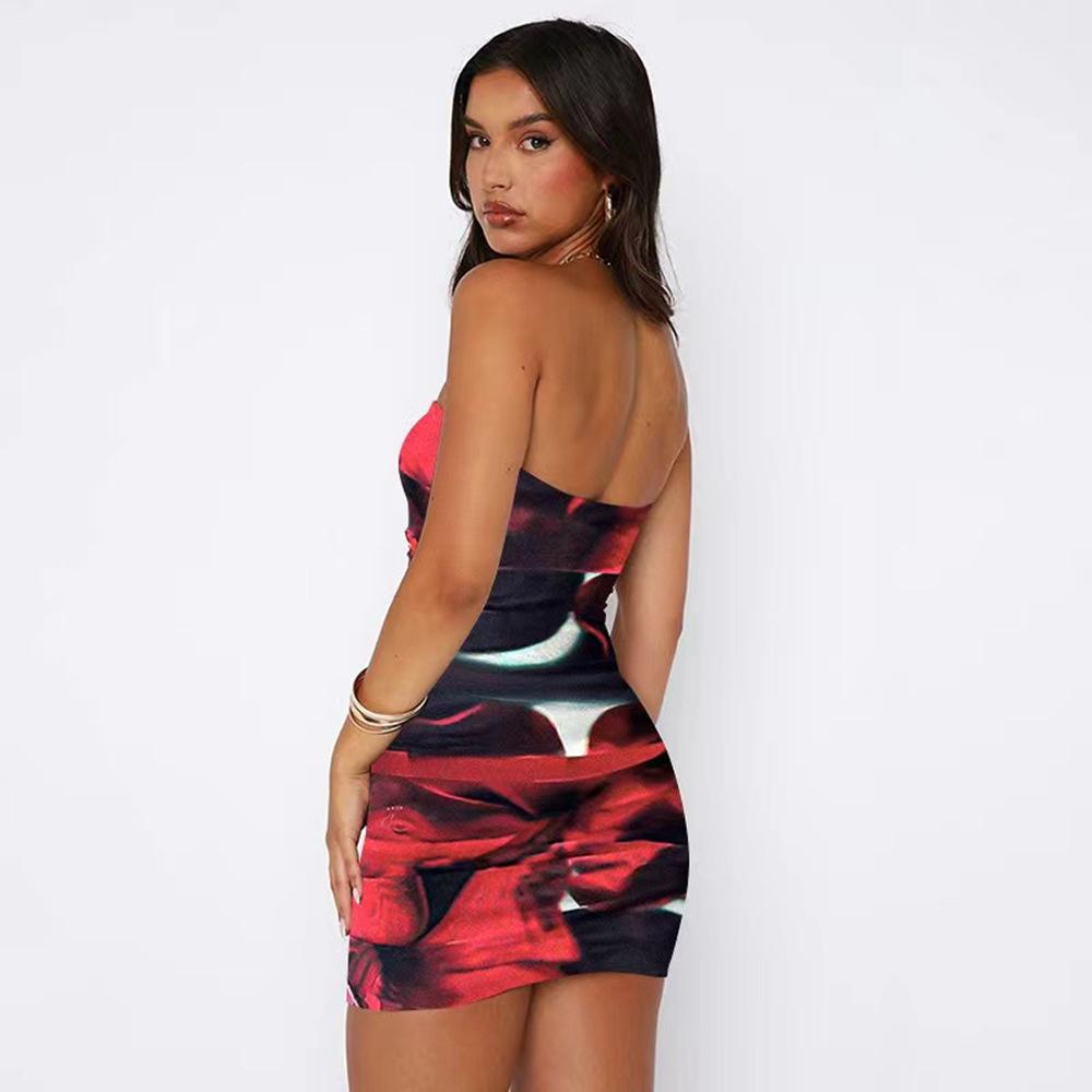 Women's Summer Sexy Sheath Printed Hip Wrap Dresses