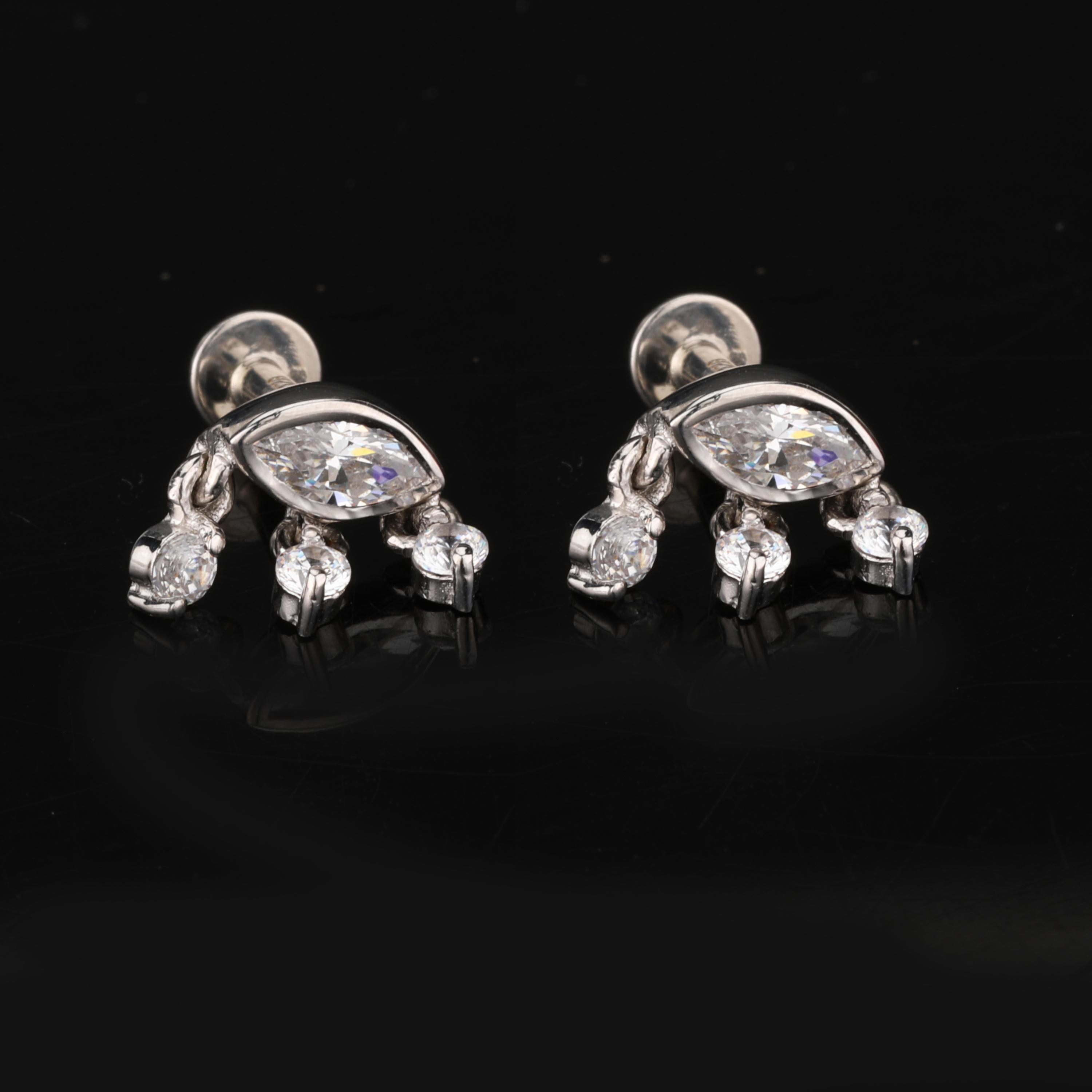 

White Cubic Zirconia Earrings 925 Sterling Silver Gold Rhodium Fine Jewelry Gift for Her срібний