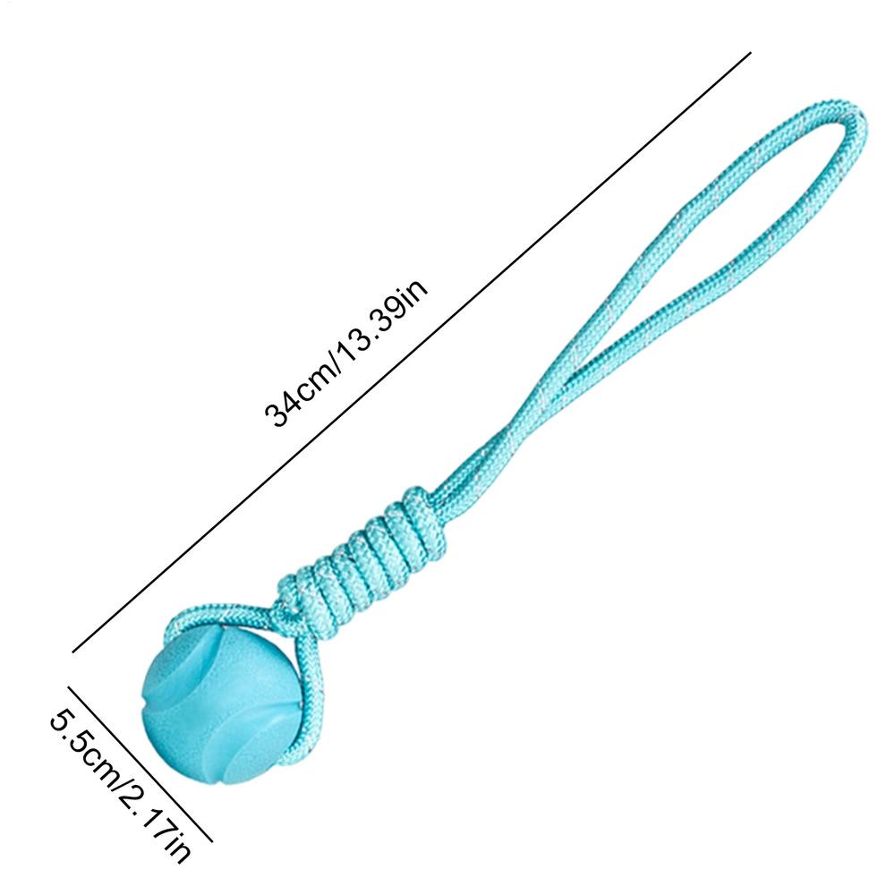 Dog Elastic Ball Bite Resistant Solid Plastic Chew Toy Ball Outdoor Throwing Retrieval Training Rope Knot Ball синий