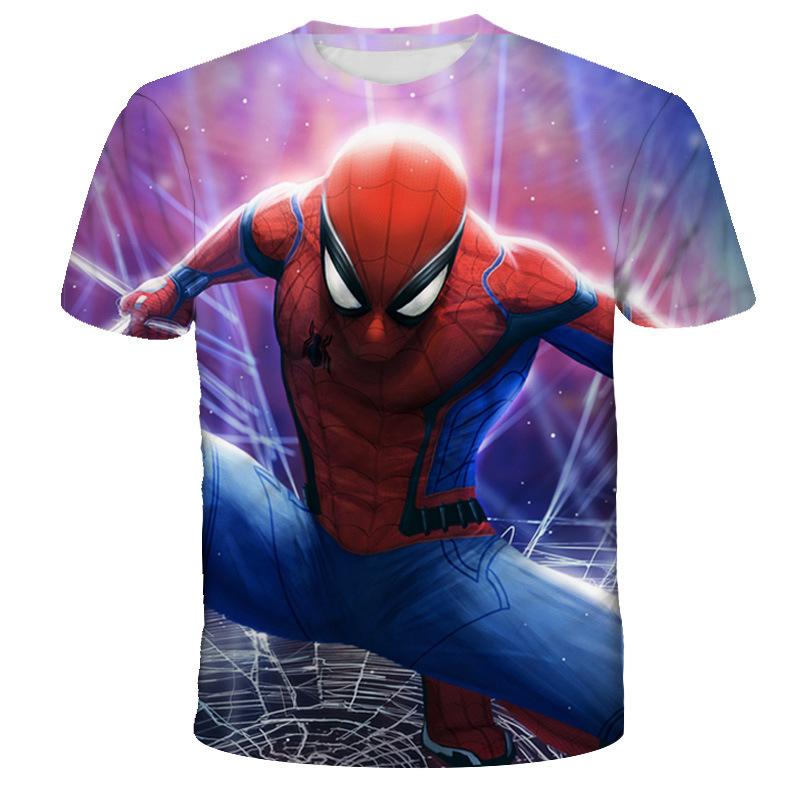 

Summer Black Spider Man Hero Series 3D Color Printing Fashion Comfortable Children s Short Sleeved T-shirt 150