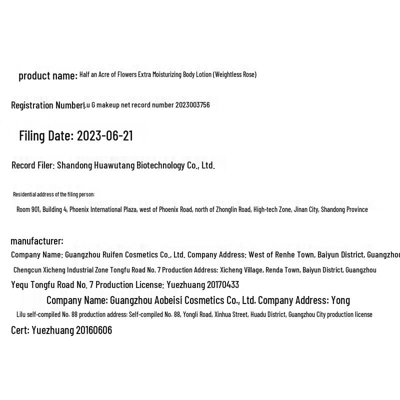 Ban Mi Hua Tian Rose Niacinamide Body Lotion