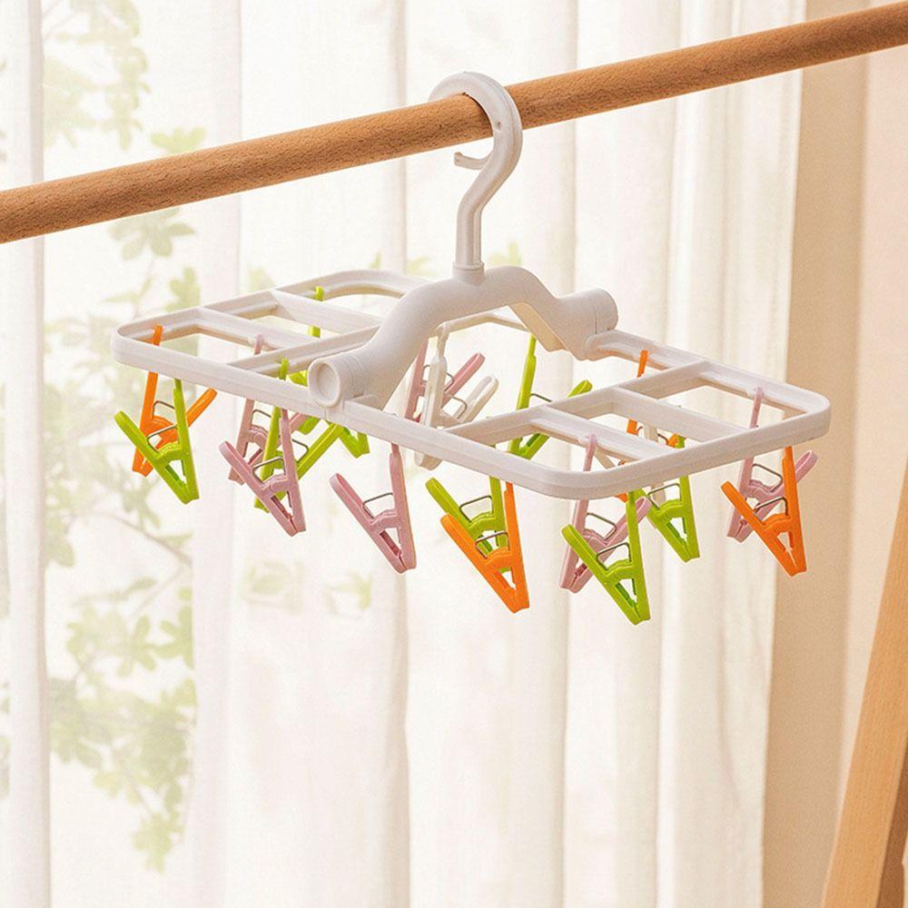 Foldable Underwear Drying Rack Plastic Laundry Clip Multifunctional Clothes Hanger  Bathroom