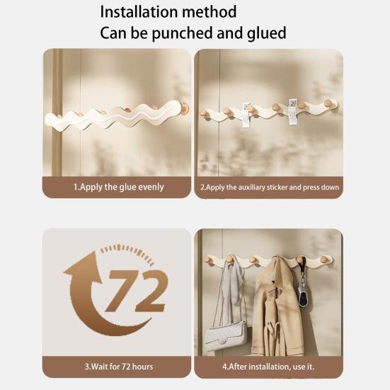 Adhesive Hooks No Drill Strong Load-Bearing Hooks Space-Saving Corrosion-Resistant Hook for Bathroom