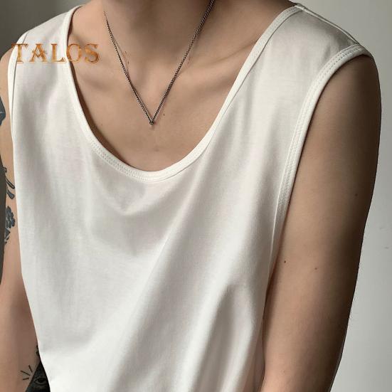 Men Vest Sleeveless Round Neck Solid Color Vest Loose Fit Casual Sport Tank Tops Streetwear Daily Wear
