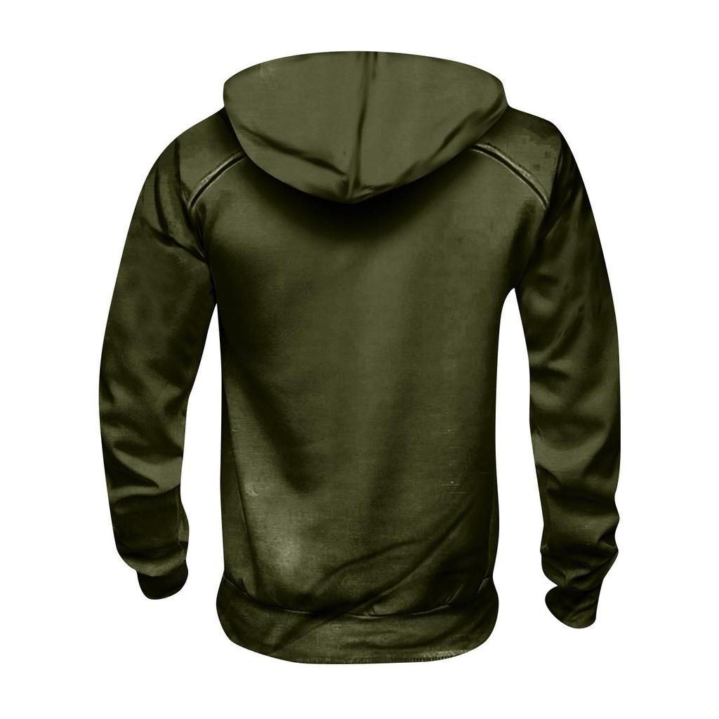 Men's Hooded Solid Color Sweater, European And American Youth Sports Multi Pocket Patch Leather Sweater Jacket