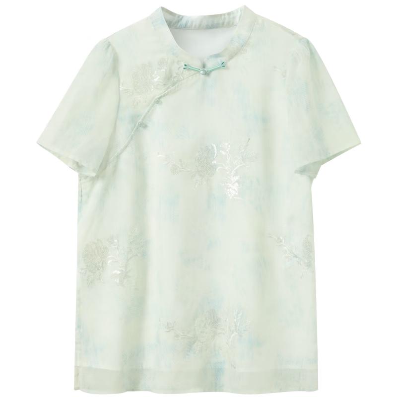 Sancai Women s Plus Size Embroidered Chiffon Blouse XXL