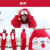 Autumn And Winter Parent-Child Clothing Men And Women Children Cartoon Animal One-Piece Pajamas Rose Red Rabbit Flannel Loungewear Performance Clothes