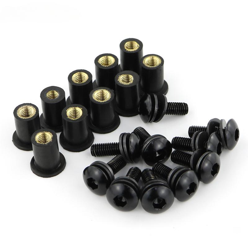 Kit com 10 peças/conjunto de parafusos para motocicleta M5 15mm, parafusos de borracha métricos, para-brisas, carenagem, alumínio anodizado, para-lamas