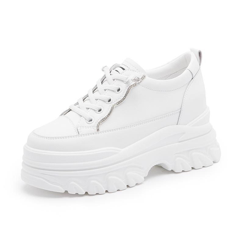 Platform White Shoes Women's 2025 Spring and Autumn New Muffin Sports and Leisure Shoes Fashionable Versatile Inner Height Increase Women's Shoes