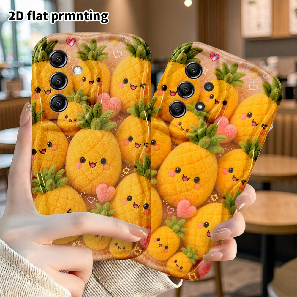 Phone Case: 2D Flat, Suitable for Samsung Galaxy A34 A35 M05 M06 S20 S22 S21 FE Plus 5G, Pineapple Plush Toy, Perfect Christmas and Halloween Holiday