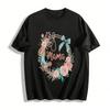 Western Style Floral Mama Print Casual Top Pure Cotton T-shirt