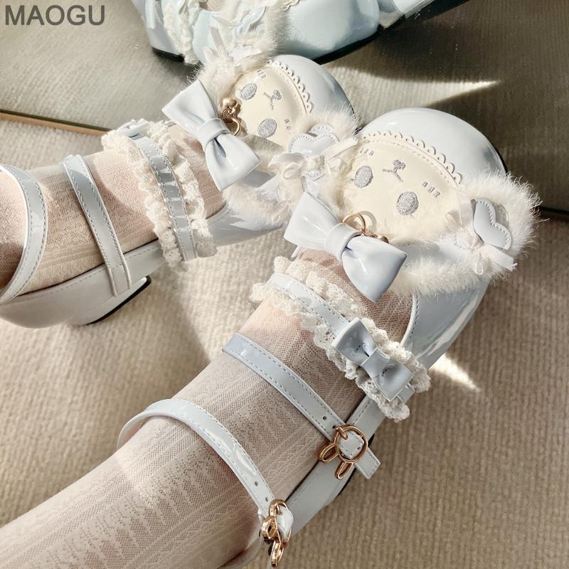 Cute Sweet Lolita Shoes for Women Japanese Style Bowknot Round Toe Mary Jane Shoes Lovely Low-heel Pumps Size35-40 Zapatos Mujer