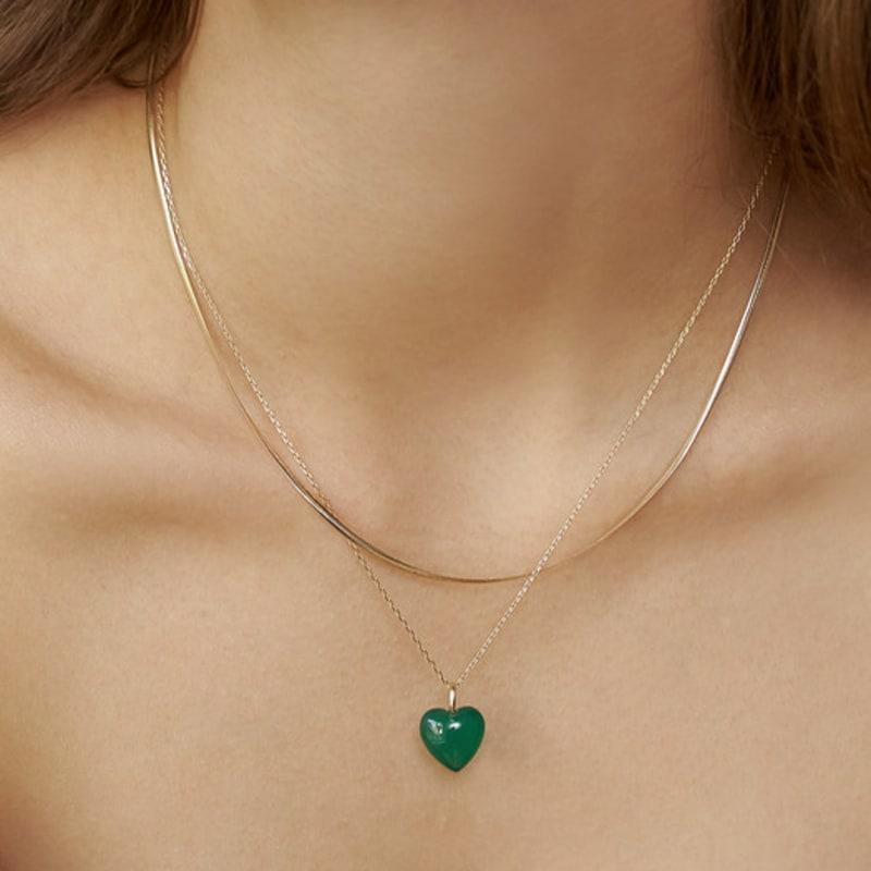LUNNE 14k Heart Gemstone Pendant (14K Gold) #LFP01