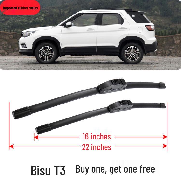 Bisu T3 Compatible Boneless Wiper Blade and Rubber Strip for Front and Rear