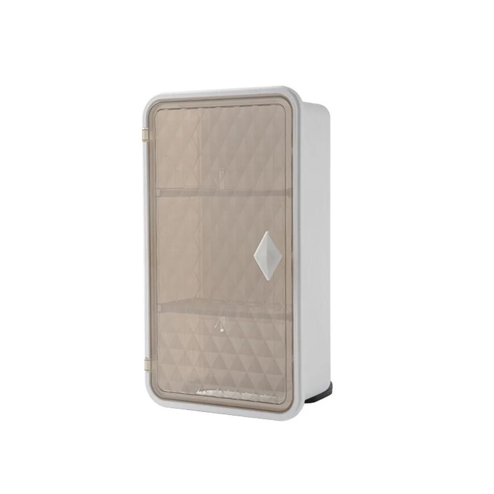 

Plastic Cosmetic Storage Box Large Capacity Waterproof Extractable Tissue Box Wall Mounted Space Saving Makeup Storage Holder сірий