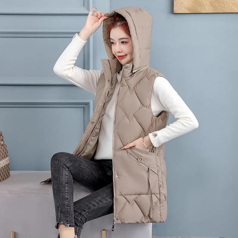 Autumn Winter Appear Thin All-Match Down Cotton Women's Sleeveless Vest Coat Casual Versatile Warm Female Waistcoat Jacket