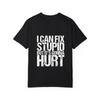 Crew Neck T Shirt White I Can Fix Stupid But Its Gonna Hurt Graphic Print Casual Wear for Men