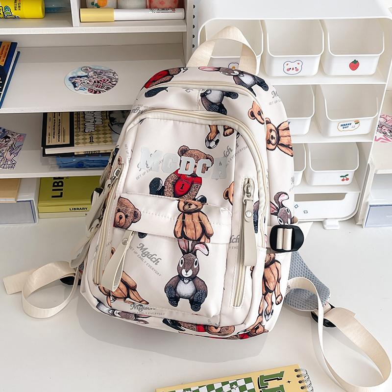 Student Schoolbag Female Bear Print Backpack Graffiti Junior High School Student Small Backpack