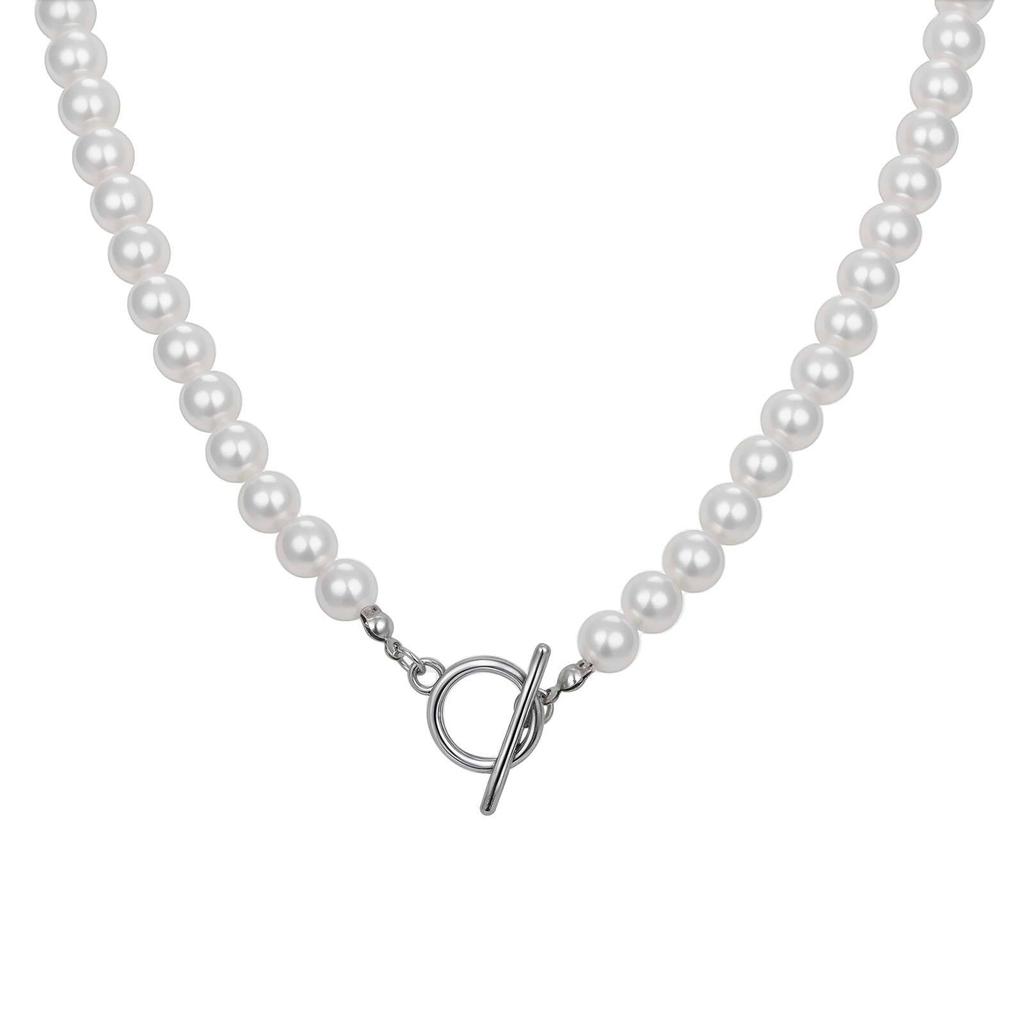 8mm Pearl Necklace for Men Women,White Imitation Pearl Beaded Collar,Casual Jewelry Gift