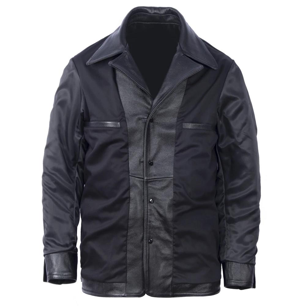 Long Jacket Men Genuine Cow Leather Wind Coat Classic Black Plus Size Jackets Casual Cloths
