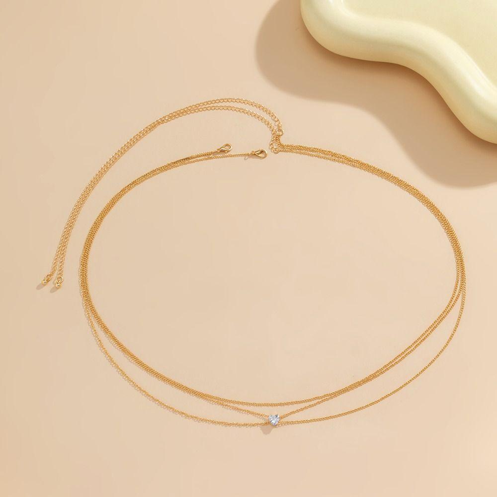

Rhinestone Double Layer Body Chain Geometric Trendy Beach