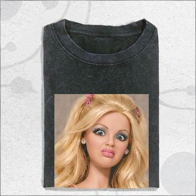 T-shirt Divertente Meme Ragazza Bambola Faccia Lavata Vintage Estate Uomo Donna Top