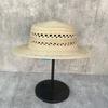 French Sweet Hand-Woven Raffia Flat Top Hat Women'S Summer Sunscreen Hollow Elegant Top Hat