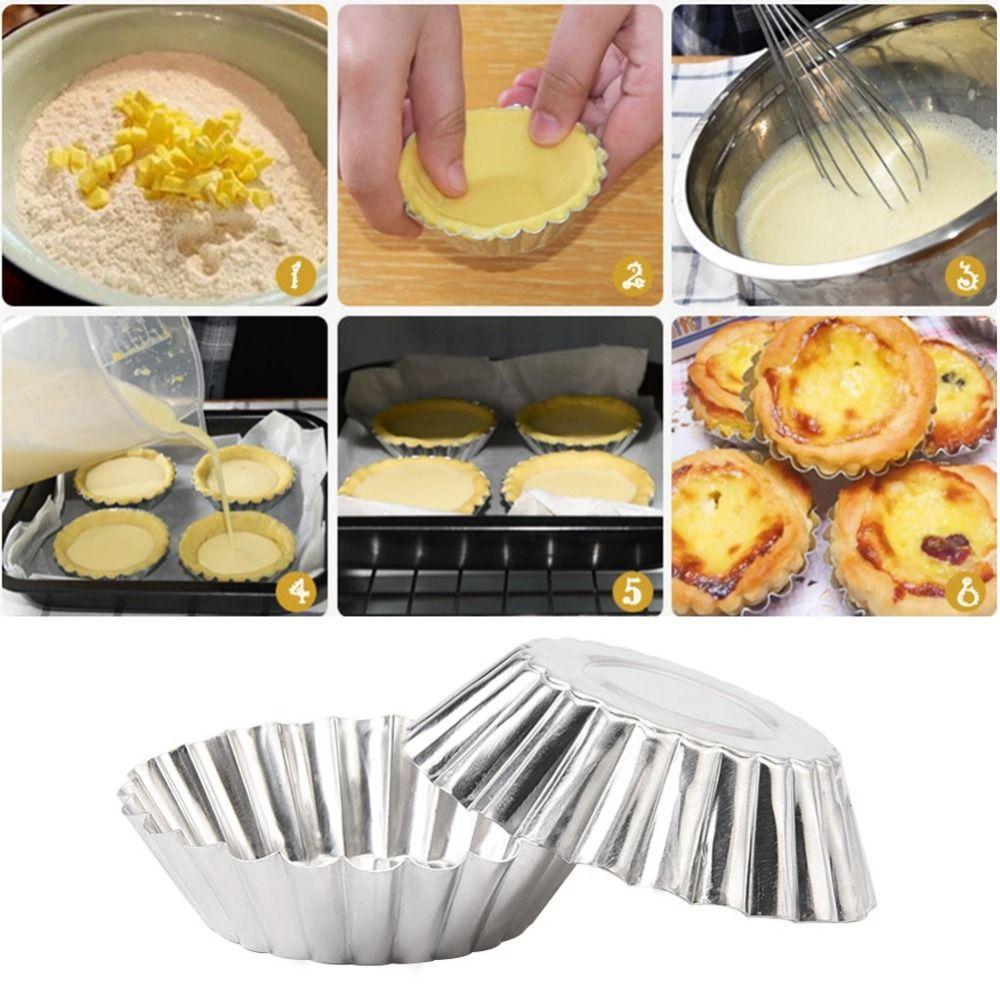50Pcs Reusable Egg Tart Cup Mold Non-Stick Kitchen Baking Mold Cupcake Cakes Mold  Egg Tart Baking