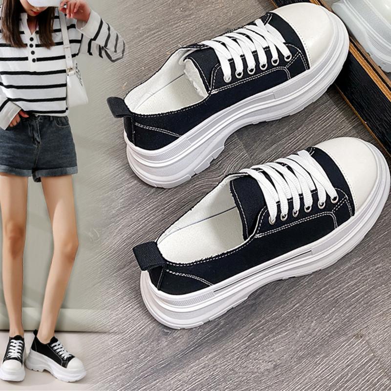 

Новая осенняя парусиновая обувь, женские дышащие спортивные туфли на толстой подошве для пары, маленькие белые туфли для отдыха