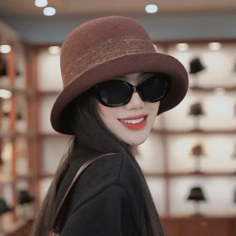 Retro gekräuselte Fischerhut Kinder Herbst und Winter Britisches Temperament Zylinder zeigt kleines Gesicht elegant Wollbeckenhut Tide