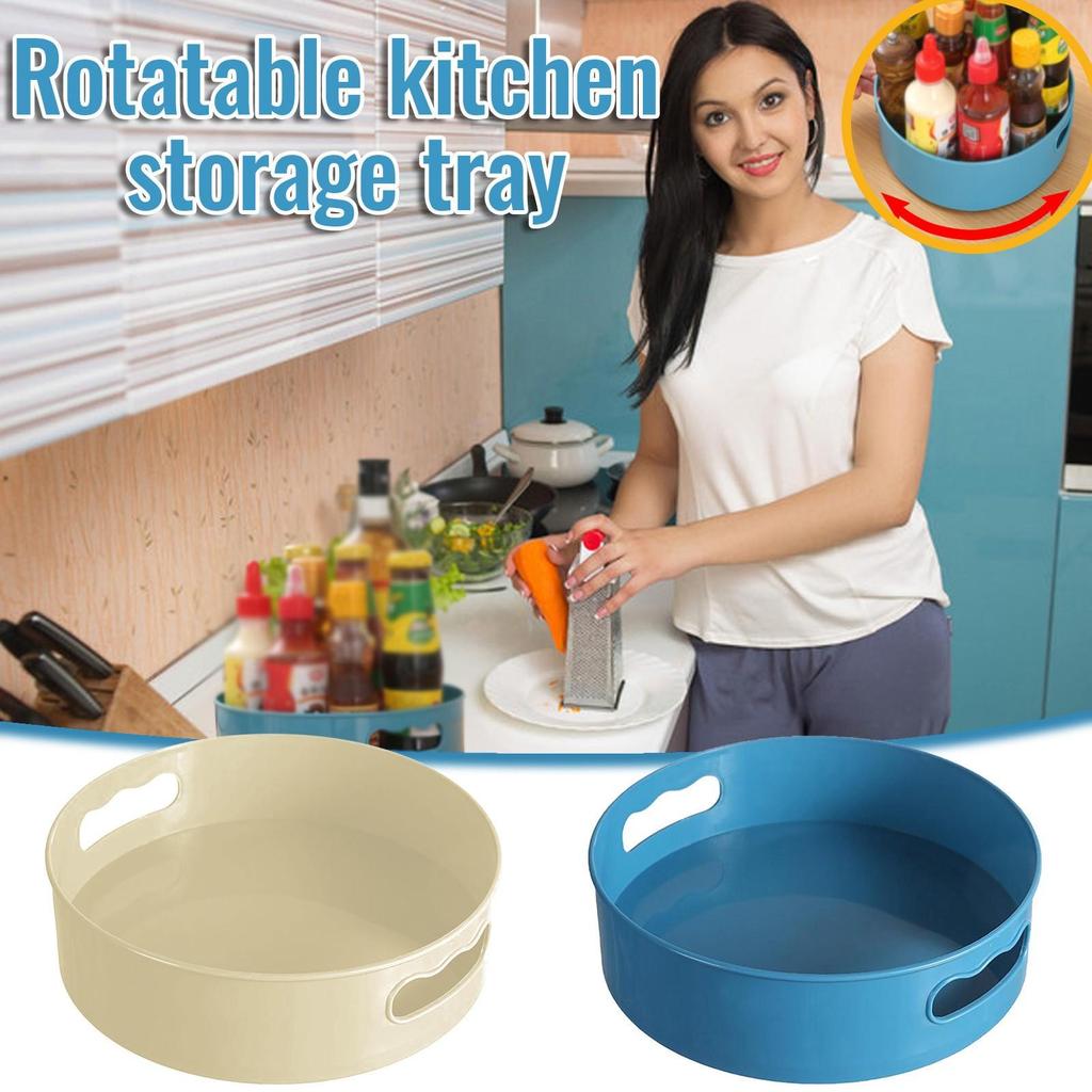 Multifunctional Bathroom Storage Box Rotatable Kitchen Storage Tray With Handle