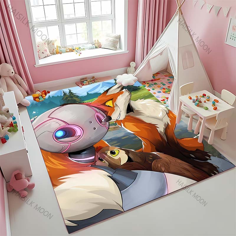 Cartoon The W-Wild R0b0t Printed Carpet Baby Creeping Rug for Kid Play Mat Children Room Decor Area Floor Mat for Bedroom Gifts