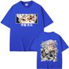 Anime Demon Slayer Uzui Tengen Double Sided Graphic Tshirt Men Women Casual Oversized Crewneck T-shirt Male Vintage Streetwear
