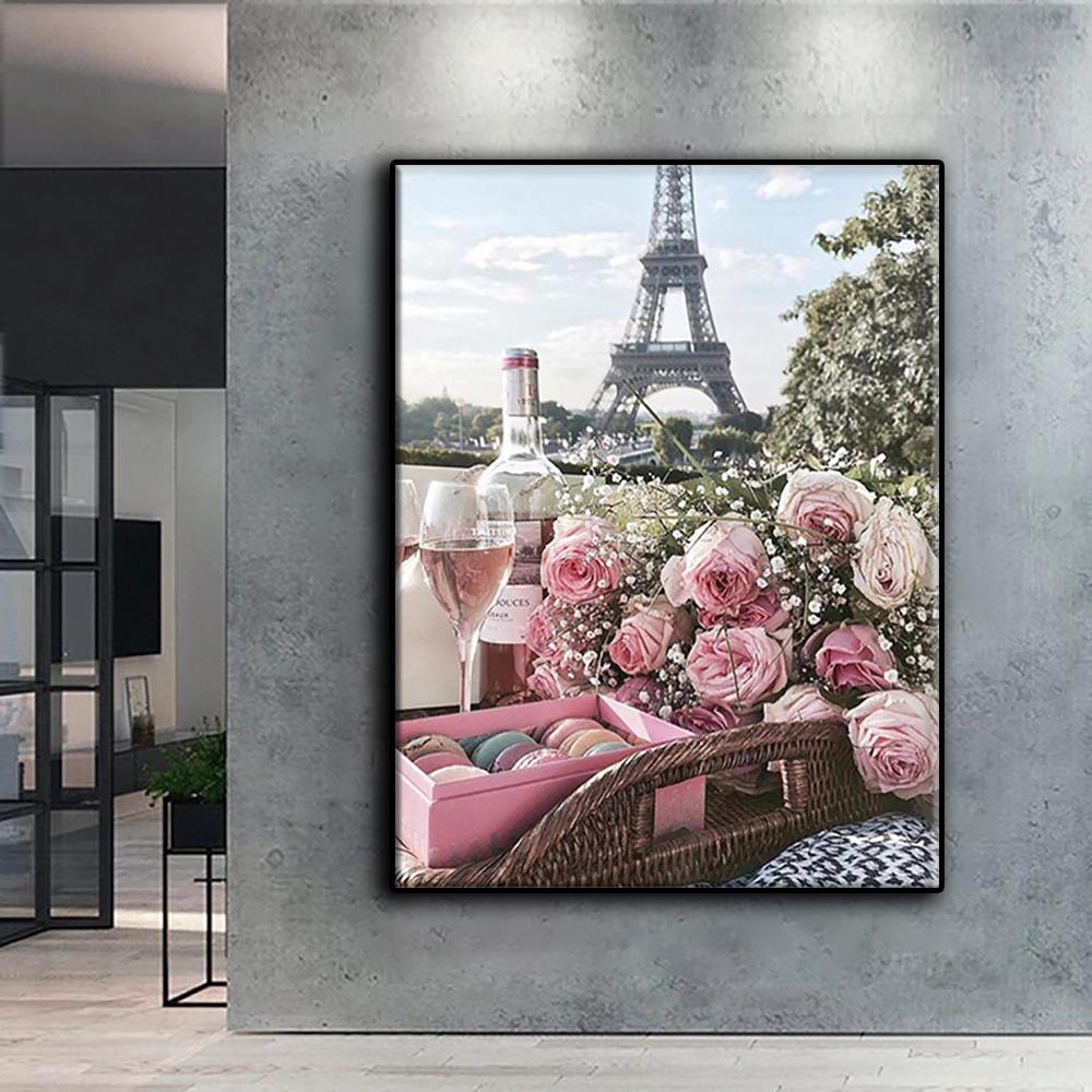 Diamond Painting Pink Roses Embroidery Cross Stitch Rhinestone Home Decor