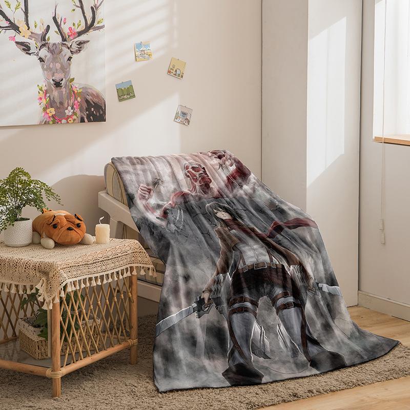 Cartoon Attack On Giant Series Double Sided Flannel 3D Digital Printing Blanket Cover