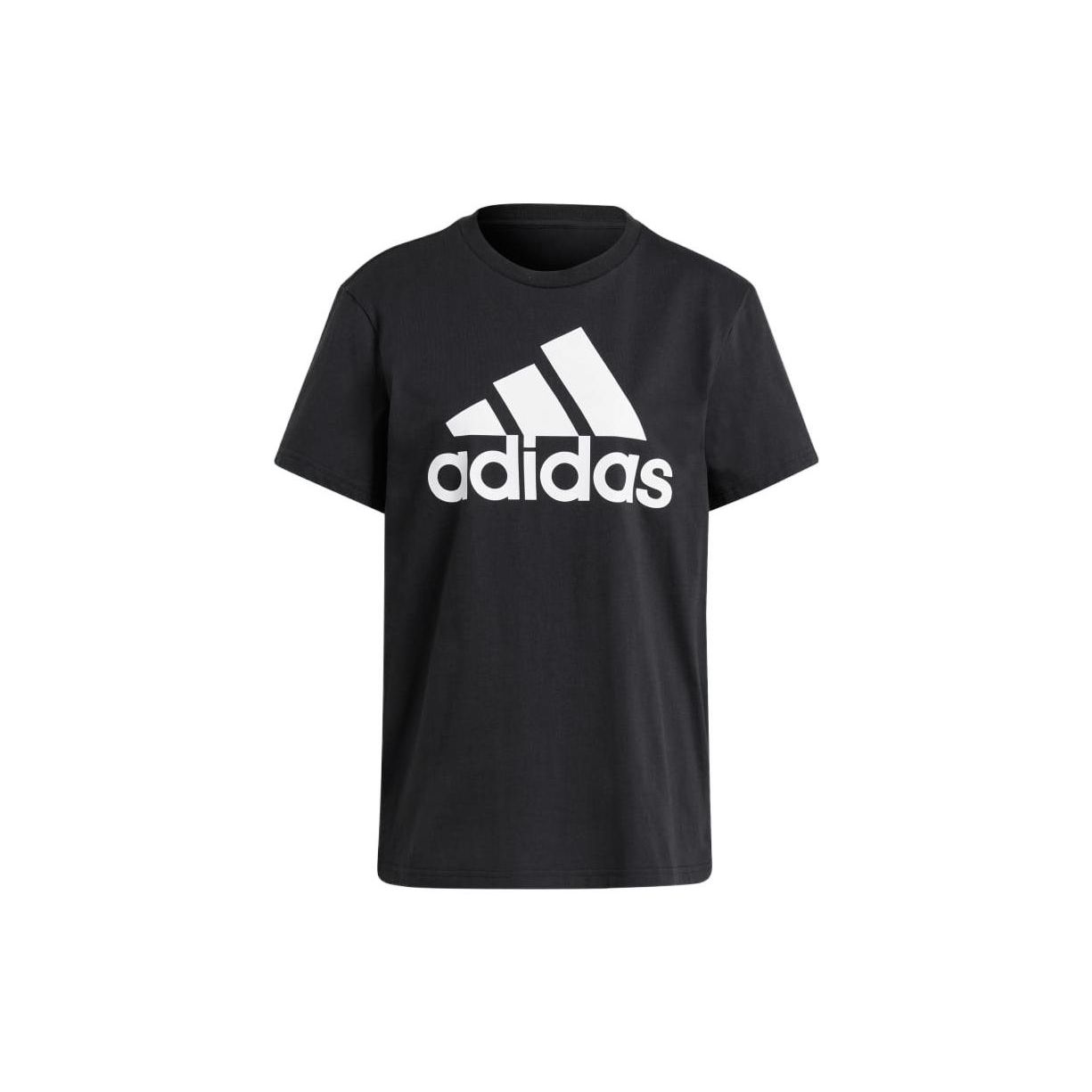 

Adidas Big Logo Print Crew Neck Футболка Женские Топы Черный GL0781