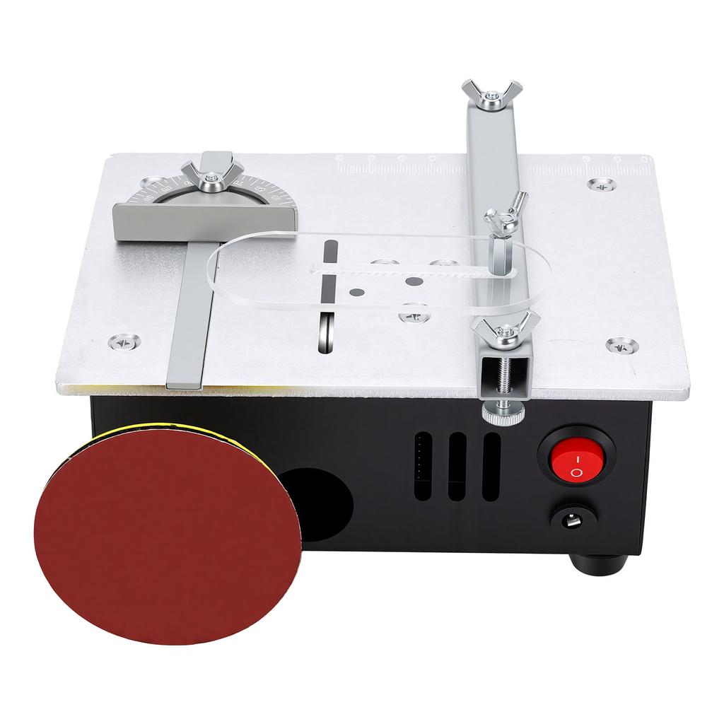 Mini Table Saw for Crafts Portable Table Saw with Dual Motors for Wood Acrylic PCB Board Cutting Polishing Black Base