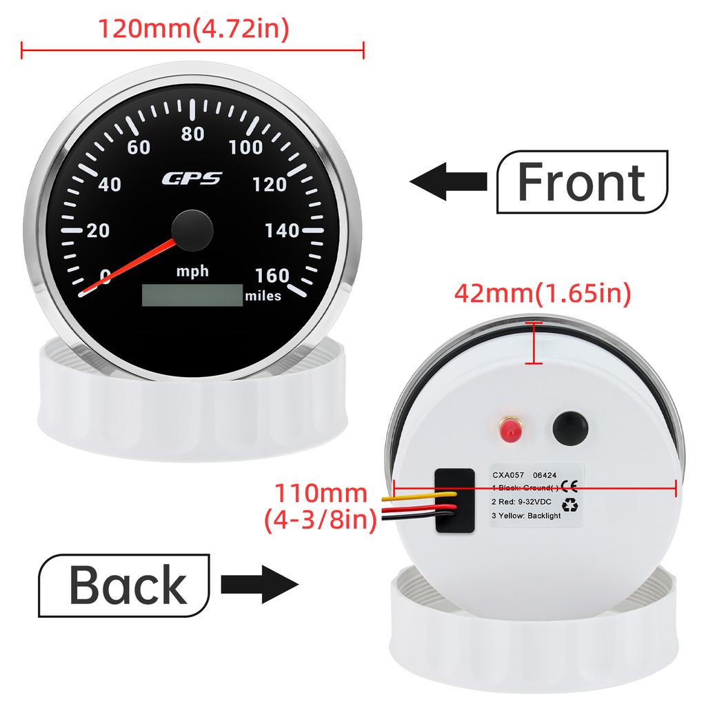 110mm GPS Speedometer 160MPH 0~8000rpm Tachometer Meter 7 Color 52mm Fuel Level Water Temp Oil Press Volt Sensor Kit 6 Gauge Set