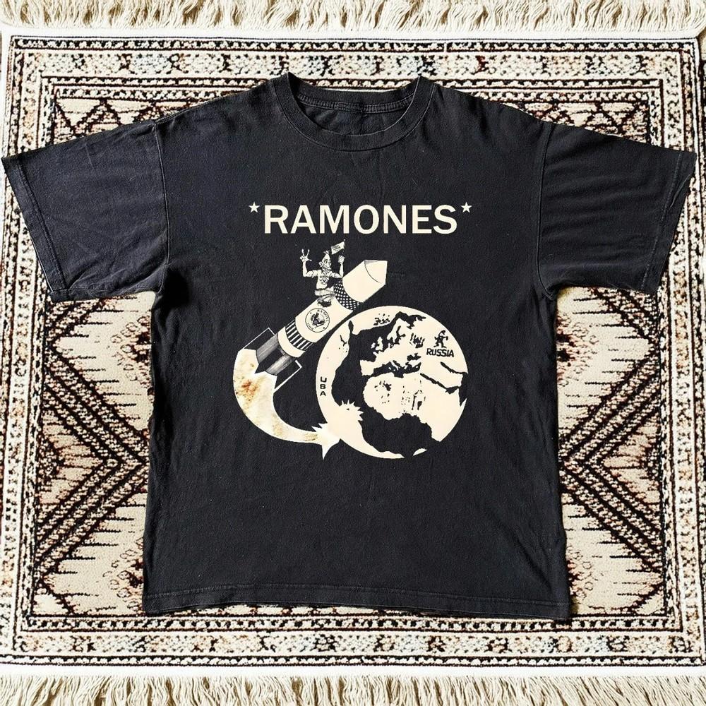 Ramones Russia Tour Rock Band Unisex Black Cotton T-Shirt S-5XL Unisex T-Shirt S