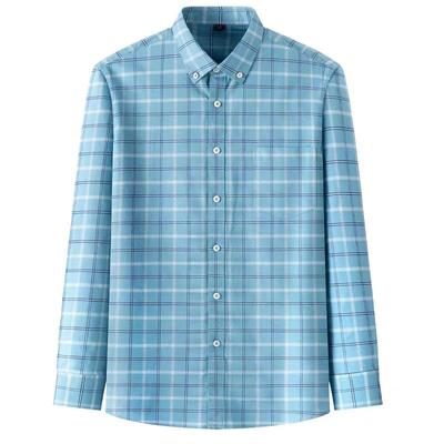 Long Sleeve 100% Cotton Comfortable Men Striped Shirts Business Casual Office Plaid Pure Cotton Male Blouses