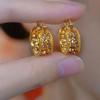 2024 High-End Coffee Crystal Geometric Ear Cuffs: Elegant French Fashion Earrings for Women.