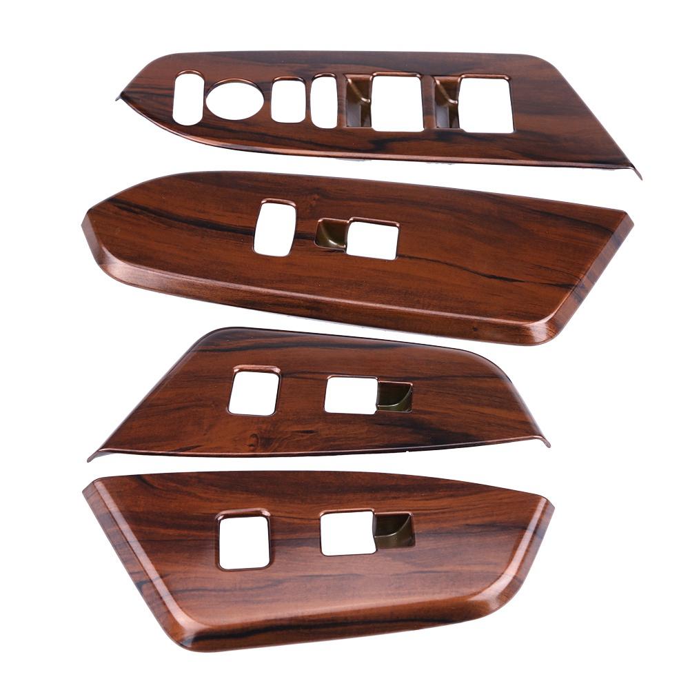 4Pcs Interior Inner Window Switch Panel Cover Tirm for Honda CRV 2017 (Peach Wood Grain)