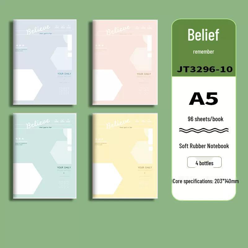 Soft Leather Student Notebook - A5/B5 Lined, Thick Cartoon Diary