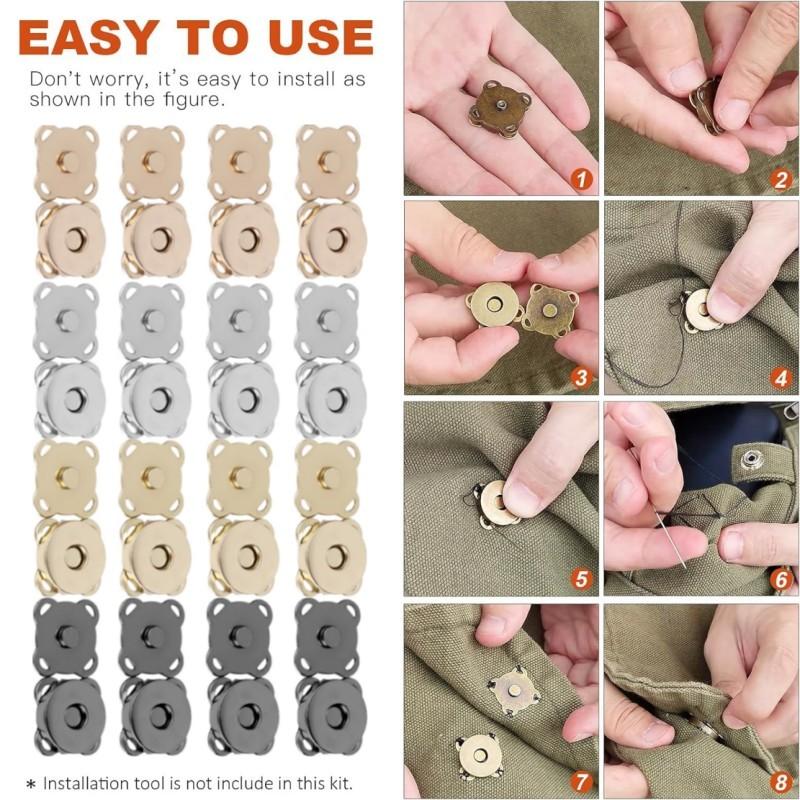 10/5/1Set Metal Magnetic Snap Button Invisible Sew-on Clasps, Lock Fasteners for Purse Bags Clothes DIY Craft Sewing Accessories