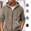 Solid Colours Casual Plush Autumn Winter Season Hooded Zip Rocker Fleece Sweatshirt Jacket Moisture Wicking Comfortable Skin-friendly Breathable Tops