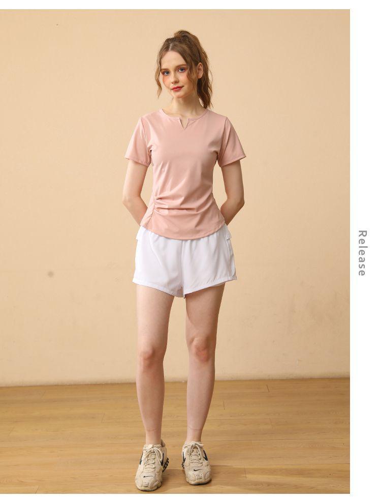 Women's V-Neck Quick-Dry Slim-Fit Sports T-Shirt - Breathable Yoga & Running Top