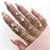 10-Piece Star and Moon, Heart, and Leaf Knuckle Ring Set - Creative Retro Women's Rings