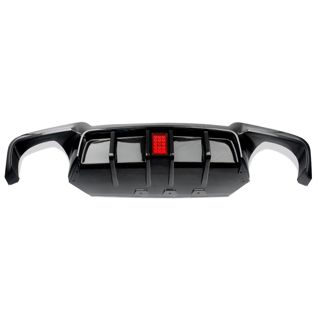 MagicKit for BMW 5 Series F10 M Sport Bumper 10-16 Carbon Look Rear Diffuser with LED Light